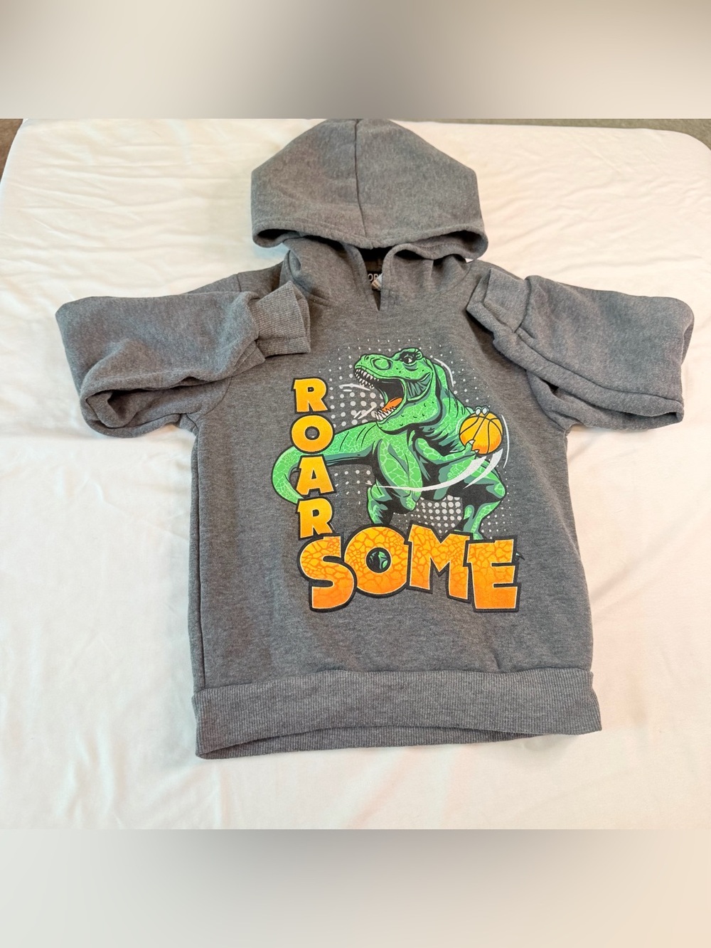 SLOPE Boys Dinosaur‎ Basketball Hoodie Pullover Gray Size 7 Fall Cozy Sporty